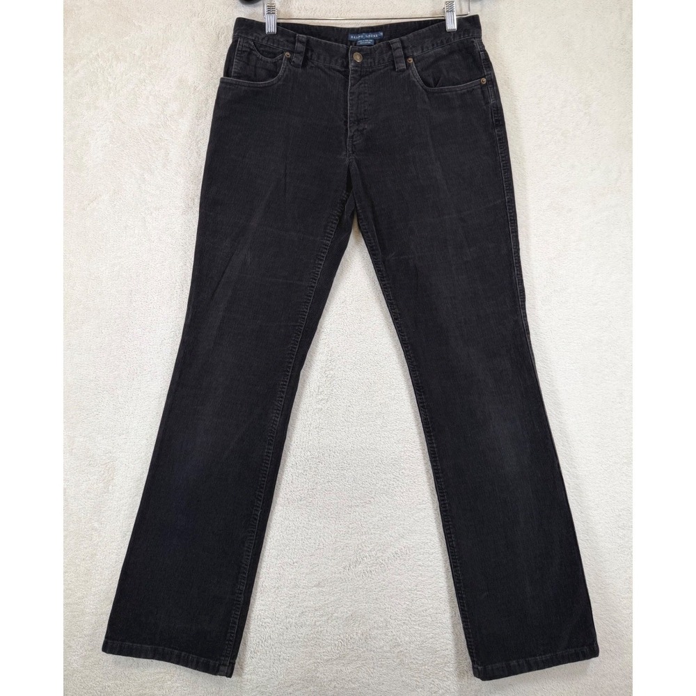 Vintage Ralph Lauren Black Corduroy Pants Women's Sz 10 Straight Leg 100%Cotton